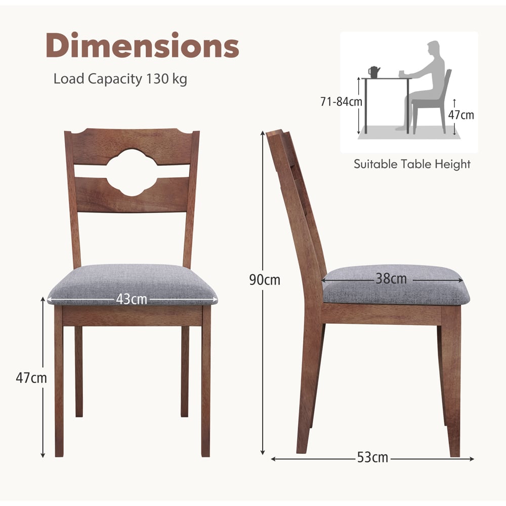 Costway Set of 2 Brown Fabric Dining Chairs Image 9