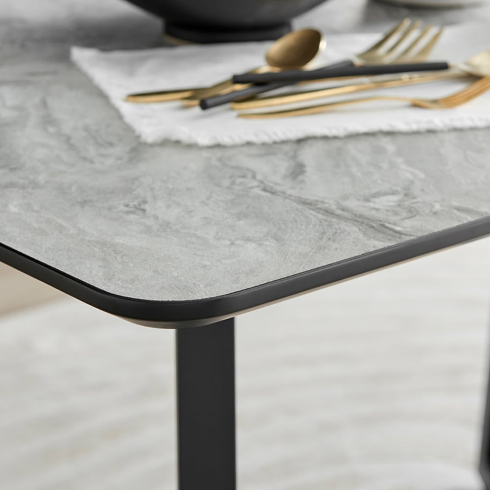 Furniturebox Copeland Valera Marble Effect 4 Seater Dining Set White Navy Chrome Image 6