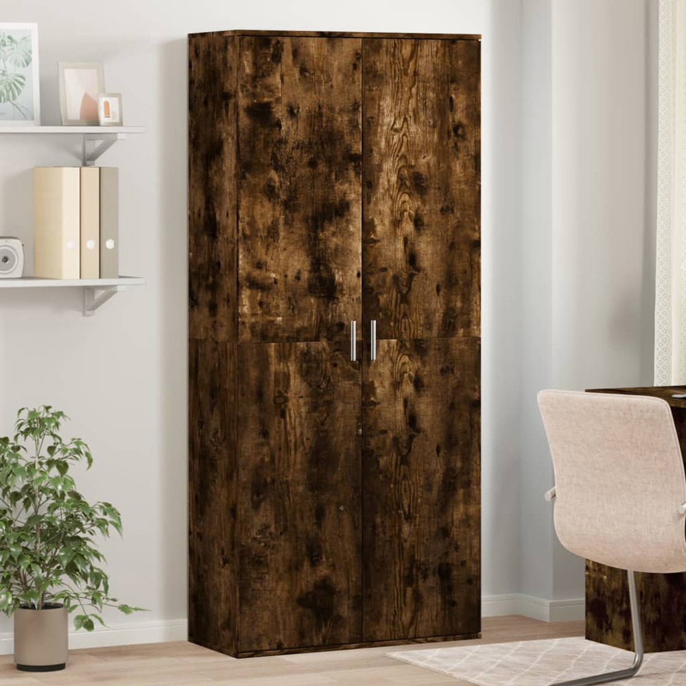vidaXL 2 Door Smoked Oak High Cabinet Image 1