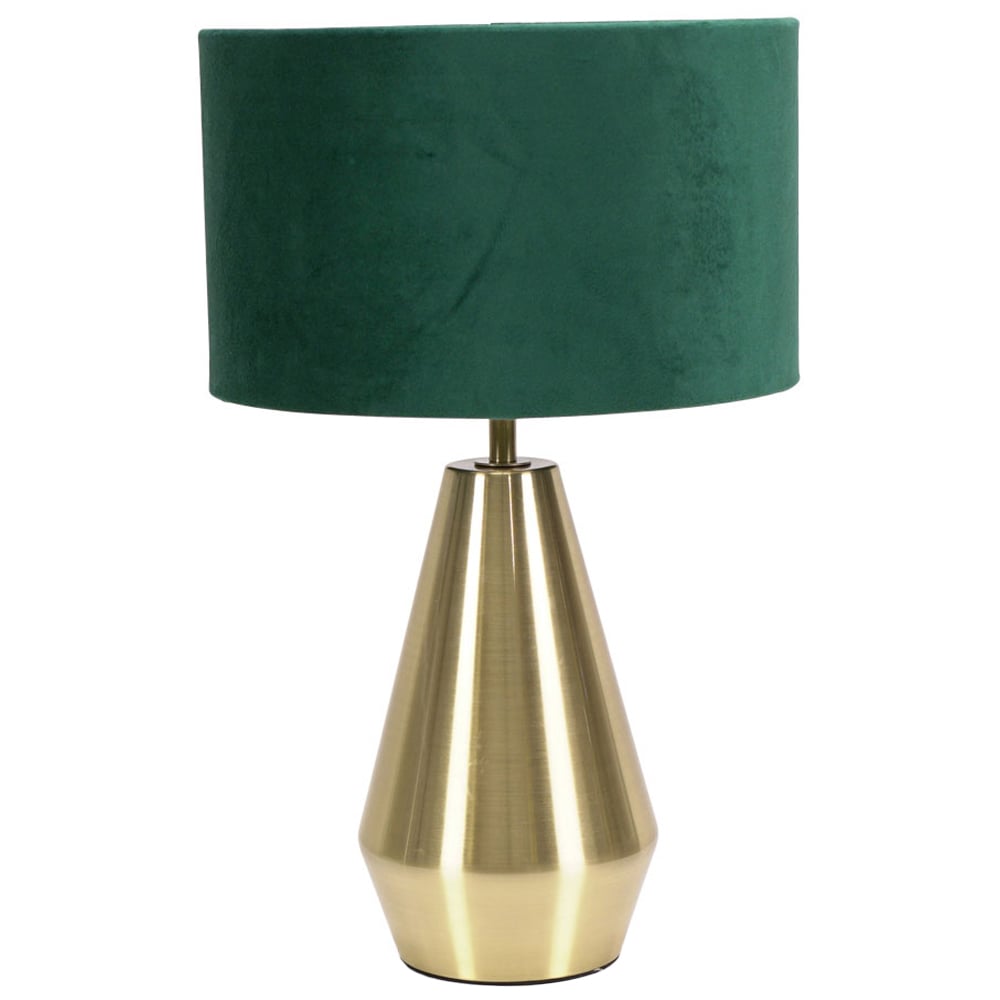 ValueLights Jax Green Velvet Shade Antique Brass Touch LED Table Lamp Image 1