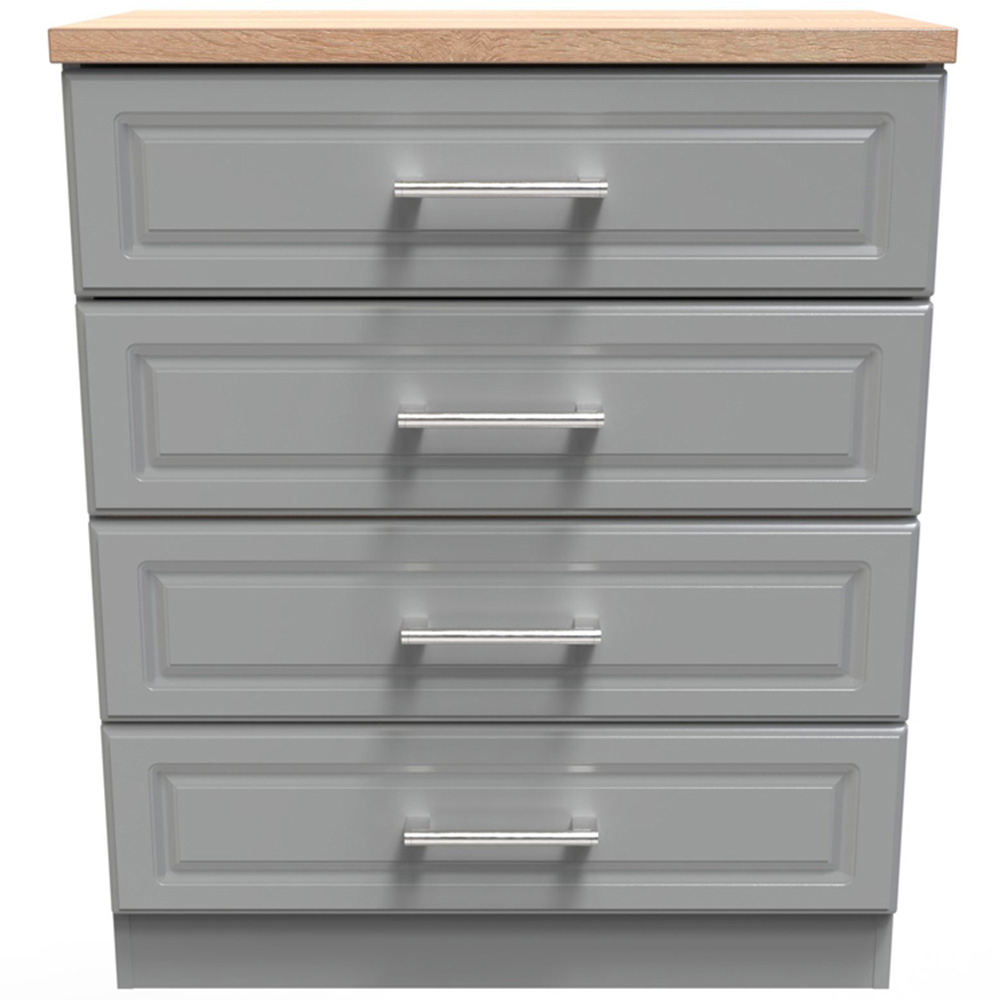 Crowndale Kent 4 Drawer Dusk Grey and Bardolino Oak Chest of Drawers Ready Assembled Image 2
