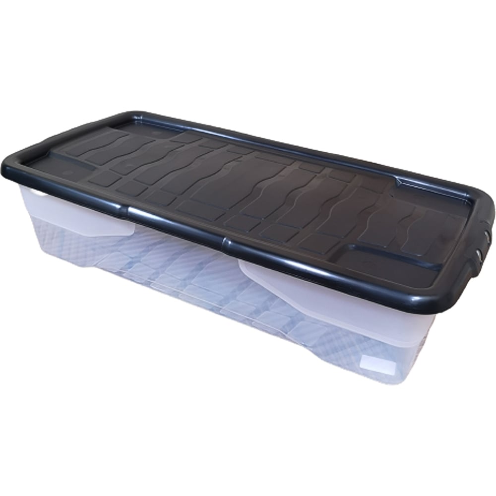 Samuel Alexander Clear Under Bed Storage Box with Black Lid 42L Image 1