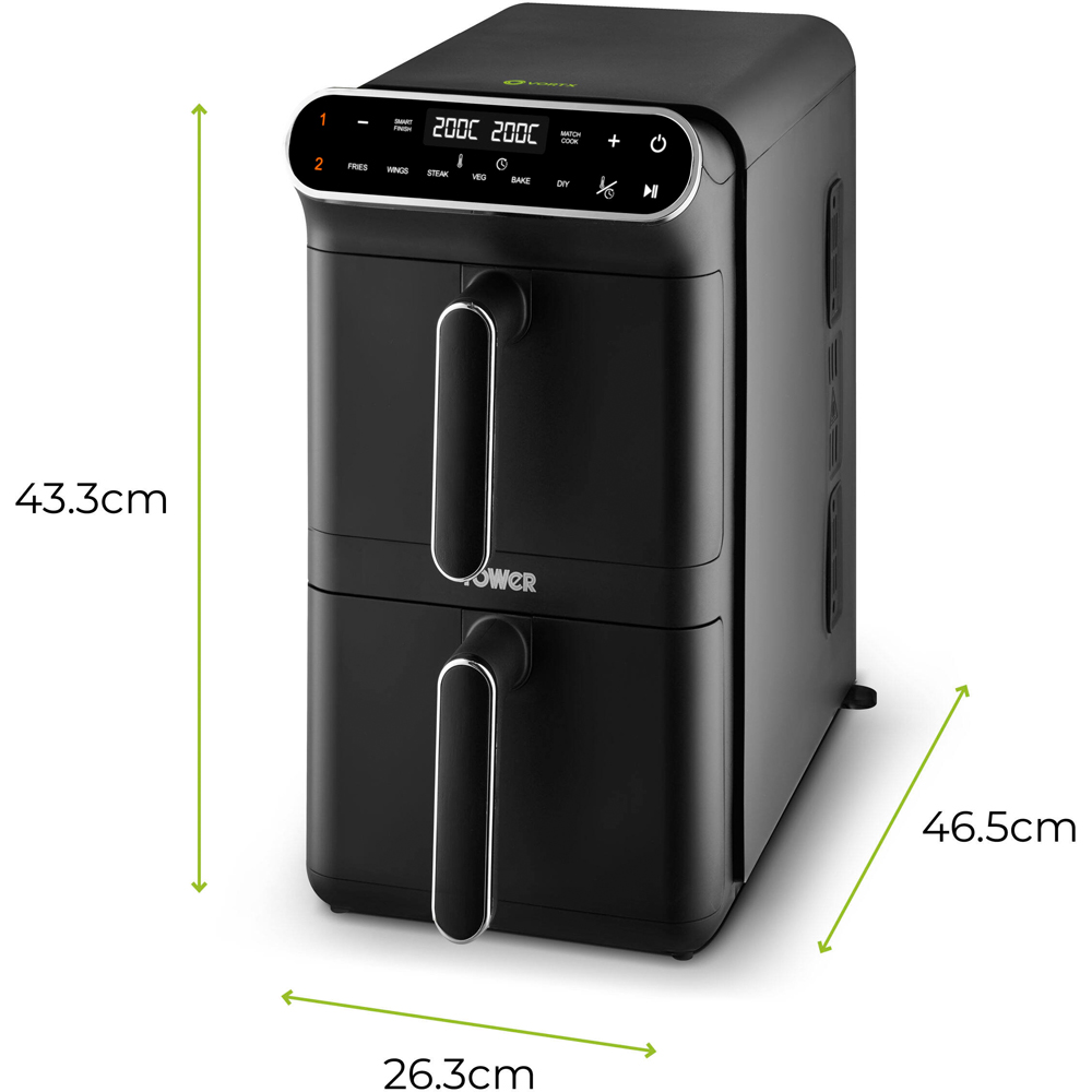 Tower Vortx T17190 Black Chrome Trim Dual Layer Air Fryer 11L Image 9