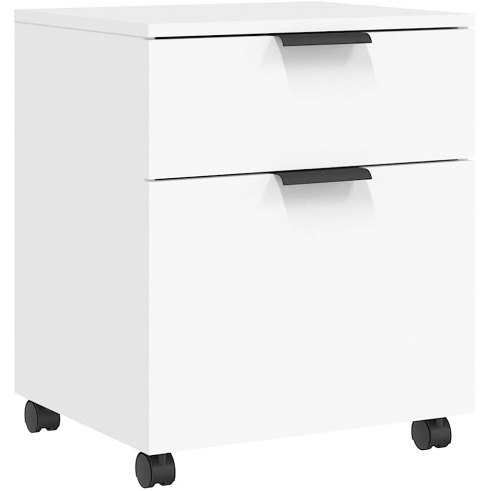vidaXL Single Door Single Drawer White File Cabinet with Swivel Wheels Image 2