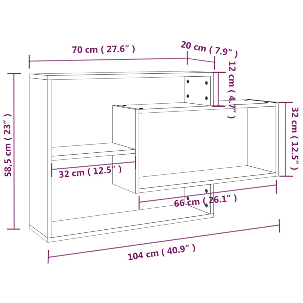 vidaXL 3 Shelf Grey Sonoma Floating Wall Shelf Image 5