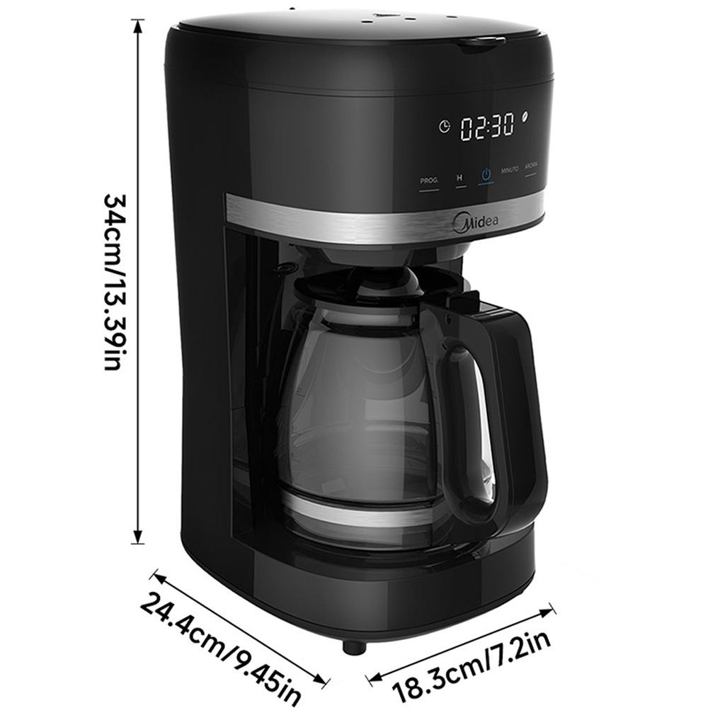 Living and Home AJ0808 Black Digital Programmable 1.5L Drip Coffee Machine Image 5