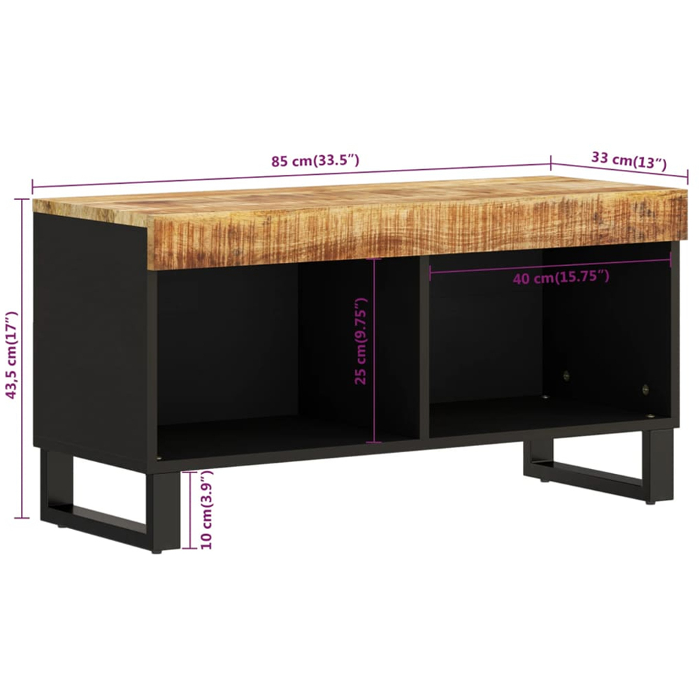 vidaXL 2 Shelf Light Brown Solid Mango Wood TV Cabinet Image 8
