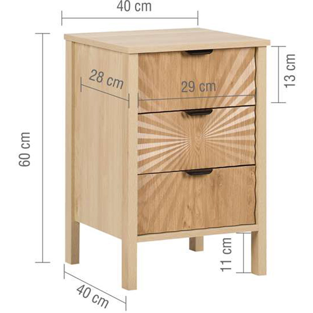 Birlea Solstice 3 Drawer Natural Bedside Table Image 5