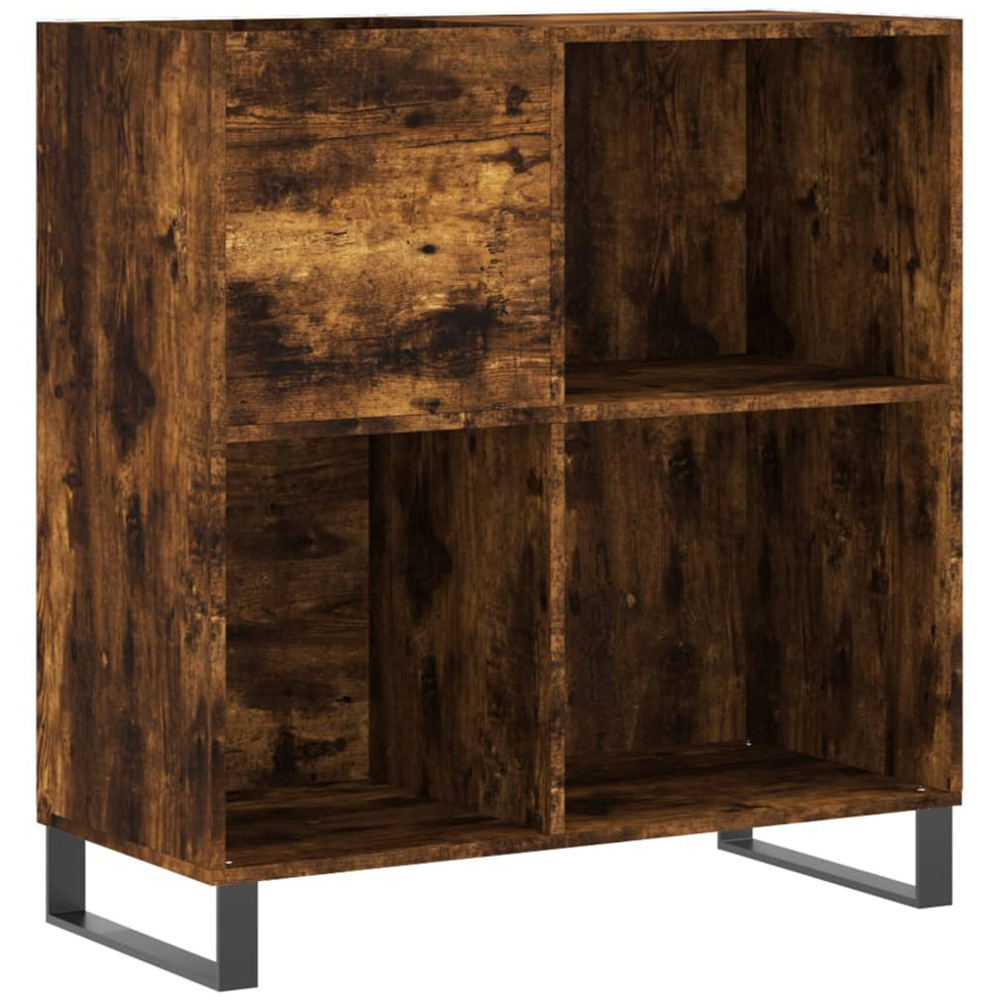 vidaXL 3 Shelf Smoked Oak Record Cabinet Image 2