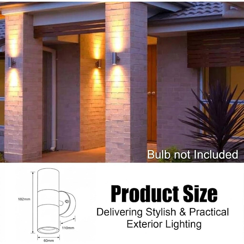 ATEK GU10 Black Aluminium Exterior Sconce Up Down Outdoor Wall Light Image 5