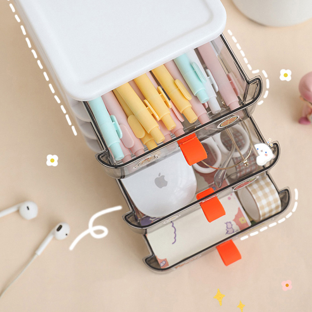 Living and Home White Stationery and Cosmetic Storage Box Image 5