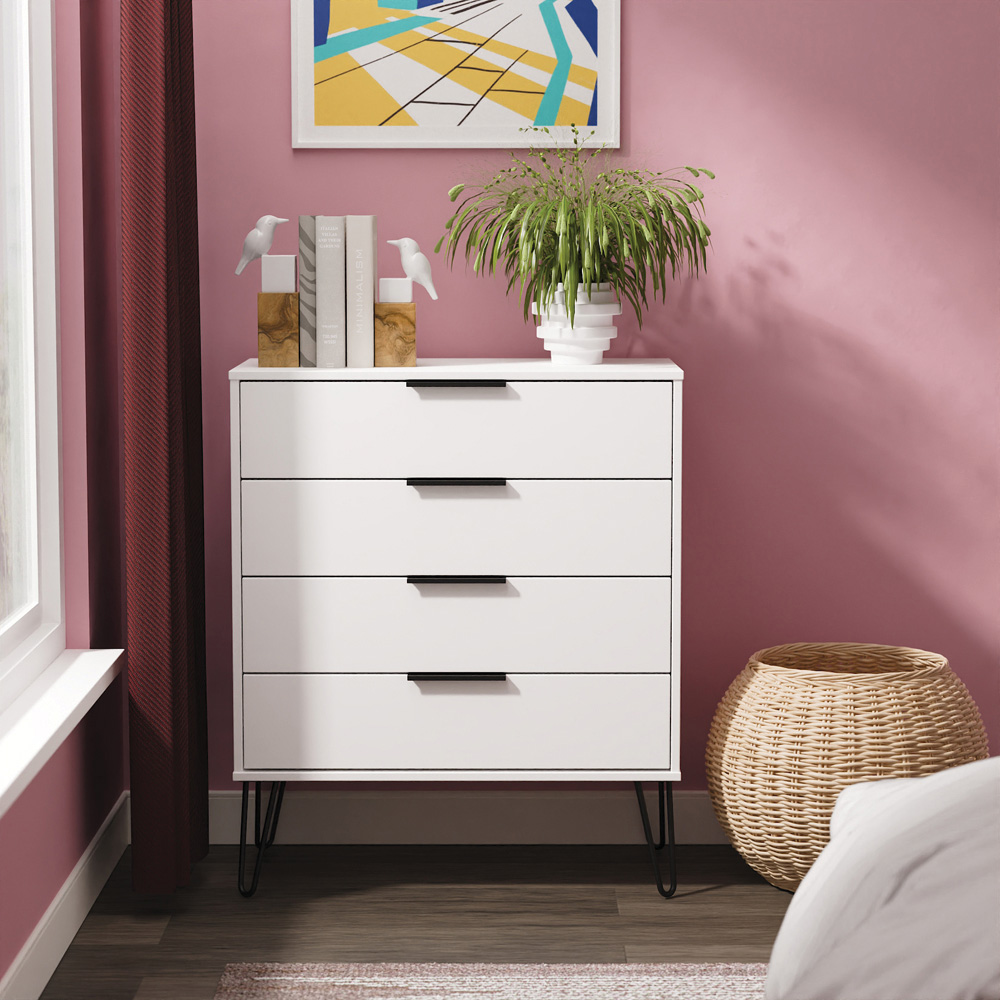 Crowndale Hong Kong 4 Drawer Matt White Chest of Drawers Ready Assembled Image 6