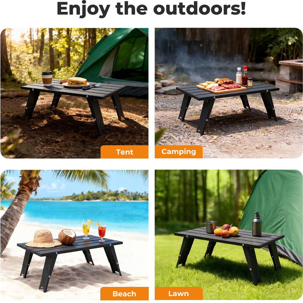 Levede Black Aluminium Foldable Camping Table Image 7