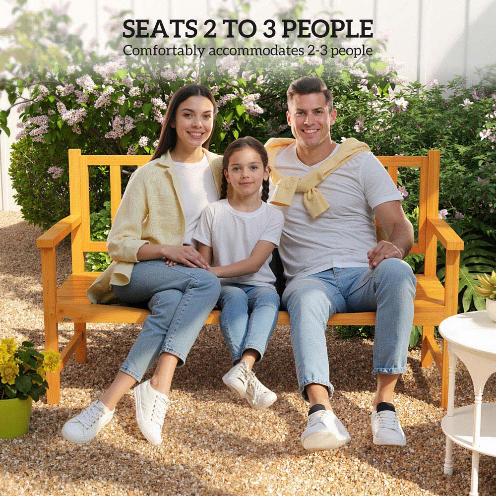 Outsunny 2 Seater Natural Wooden Garden Bench with Liftable Middle Table Image 5
