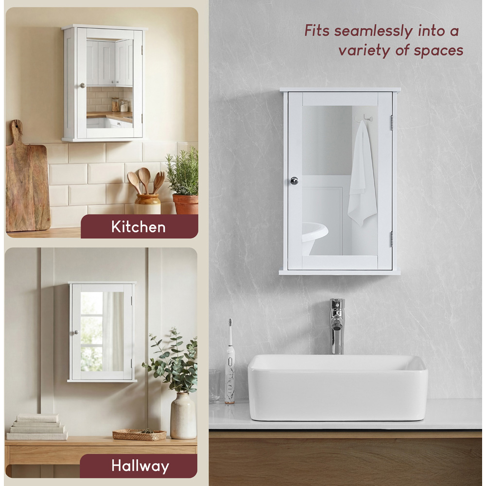BATH VIDA Priano White Single Door Mirror Bathroom Cabinet Image 6