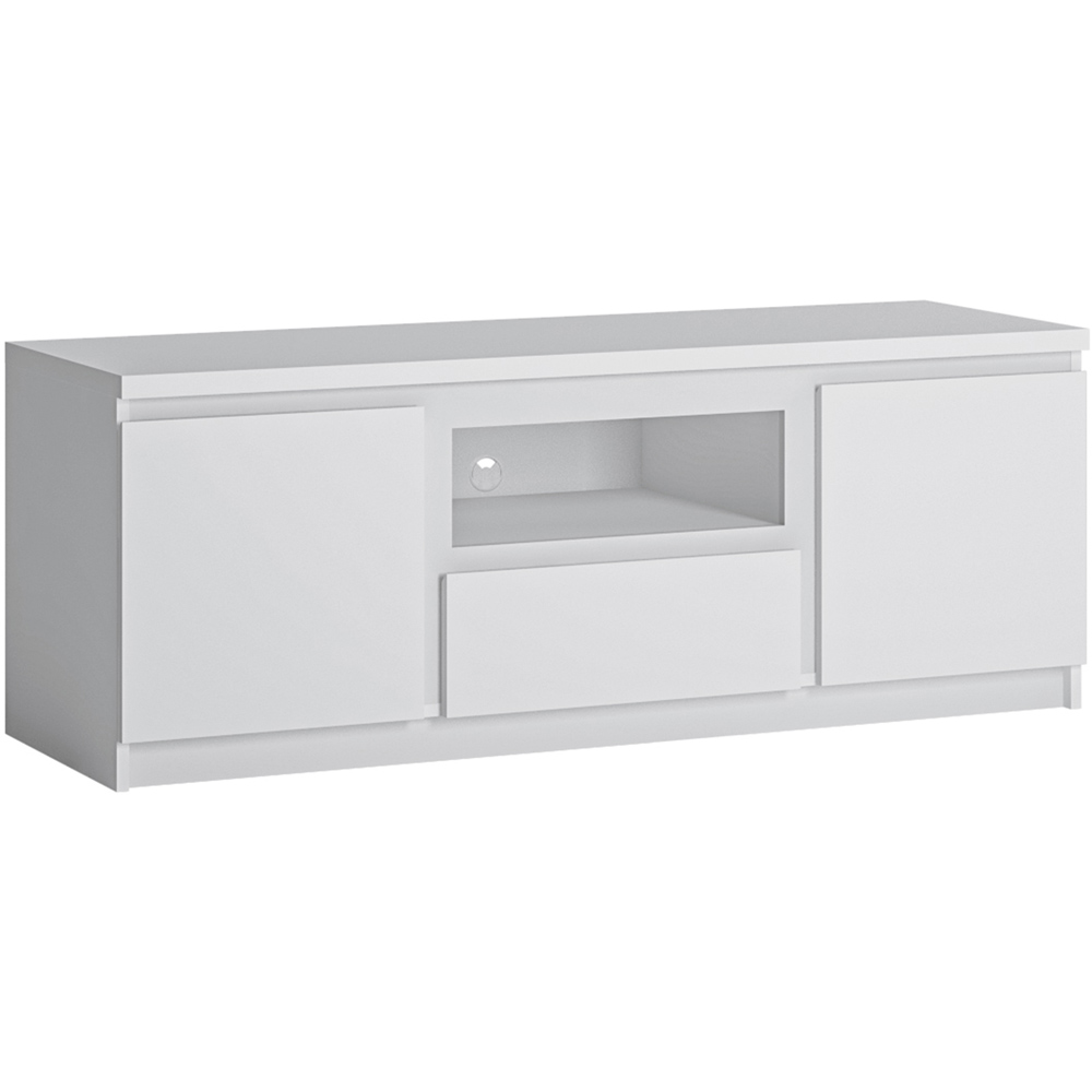 Florence Fribo 2 Door Single Drawer Alpine White Wide TV Cabinet Image 2