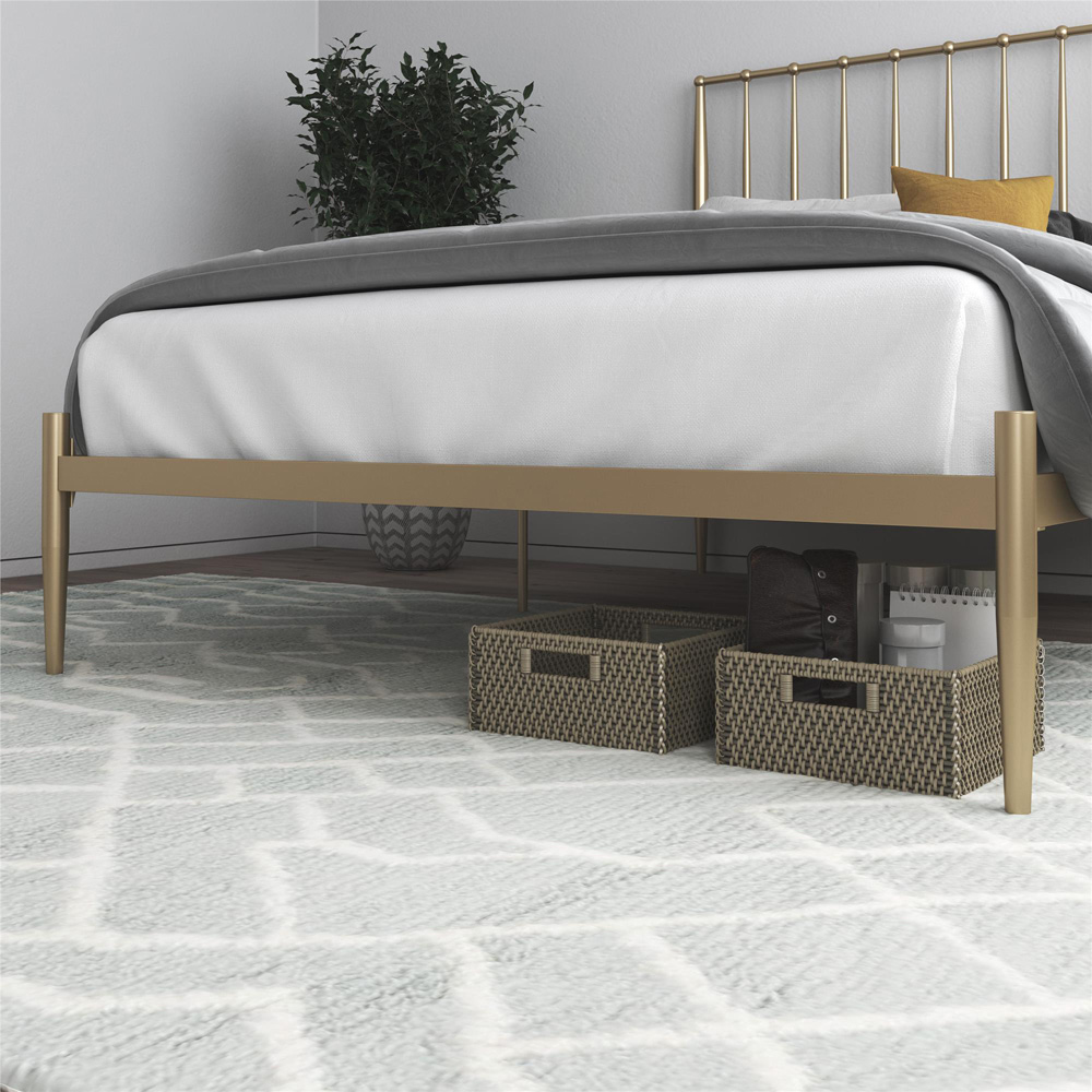 Dorel Giulia Double Gold Metal Bed Frame with Headboard Image 7