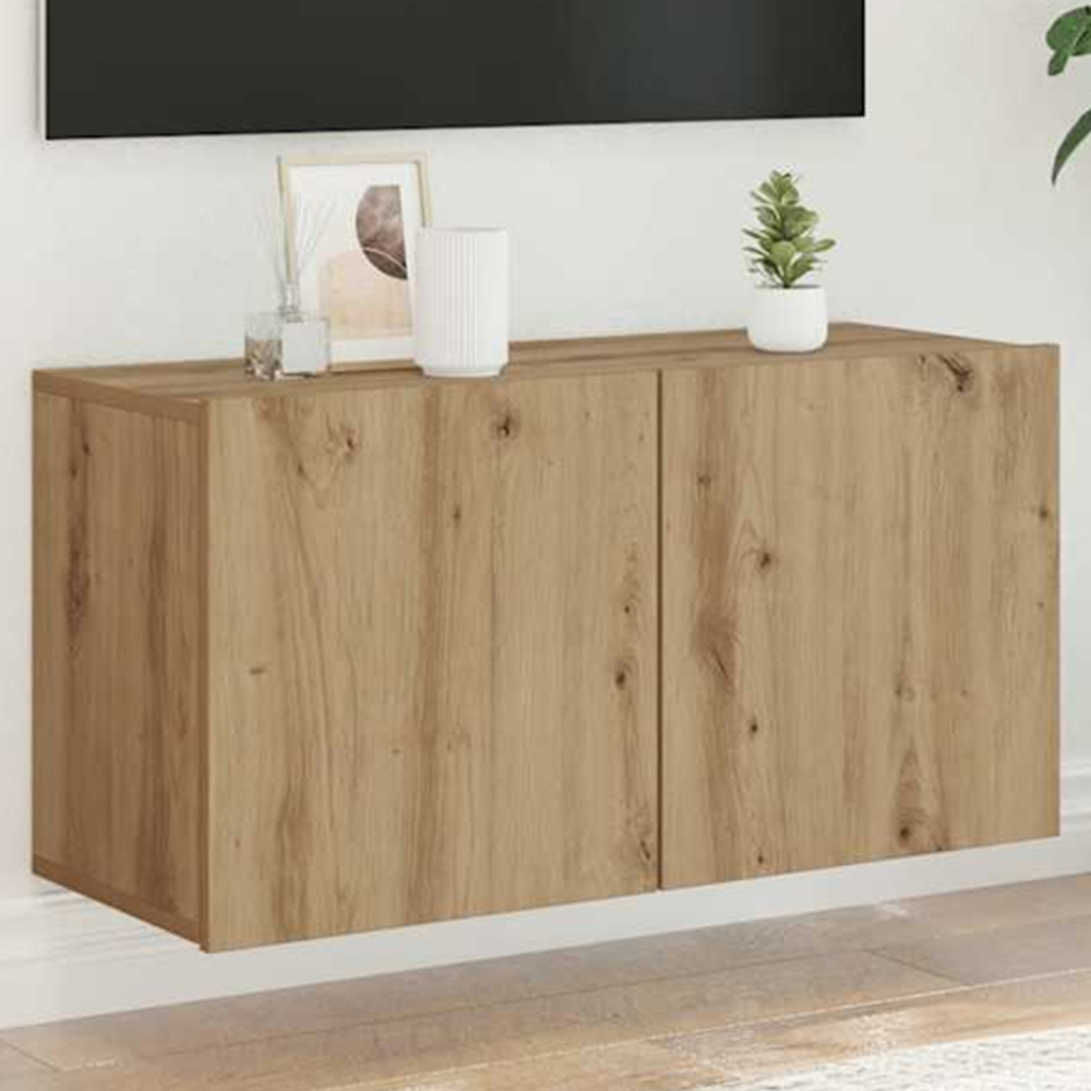 vidaXL 2 Door Artisan Oak Wall Mounted TV Cabinet Image 1