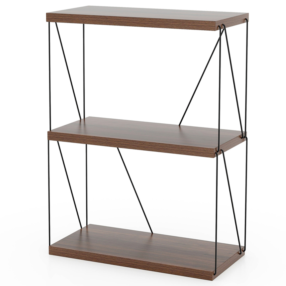 Costway 3 Shelf Brown Multipurpose Display Rack Image 2