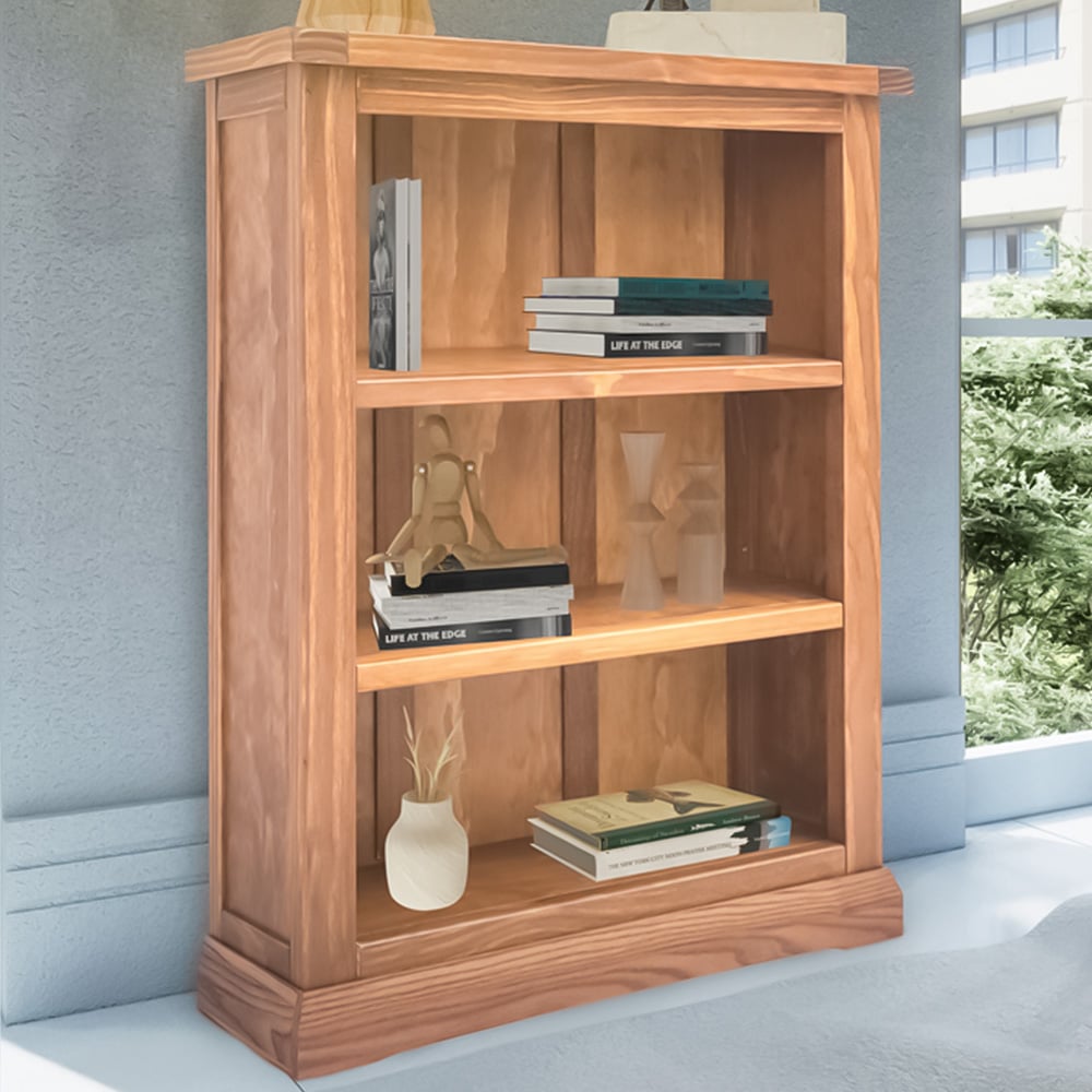 Tirolo 3 Shelf Light Brown Lacquered Bookcase Image 1