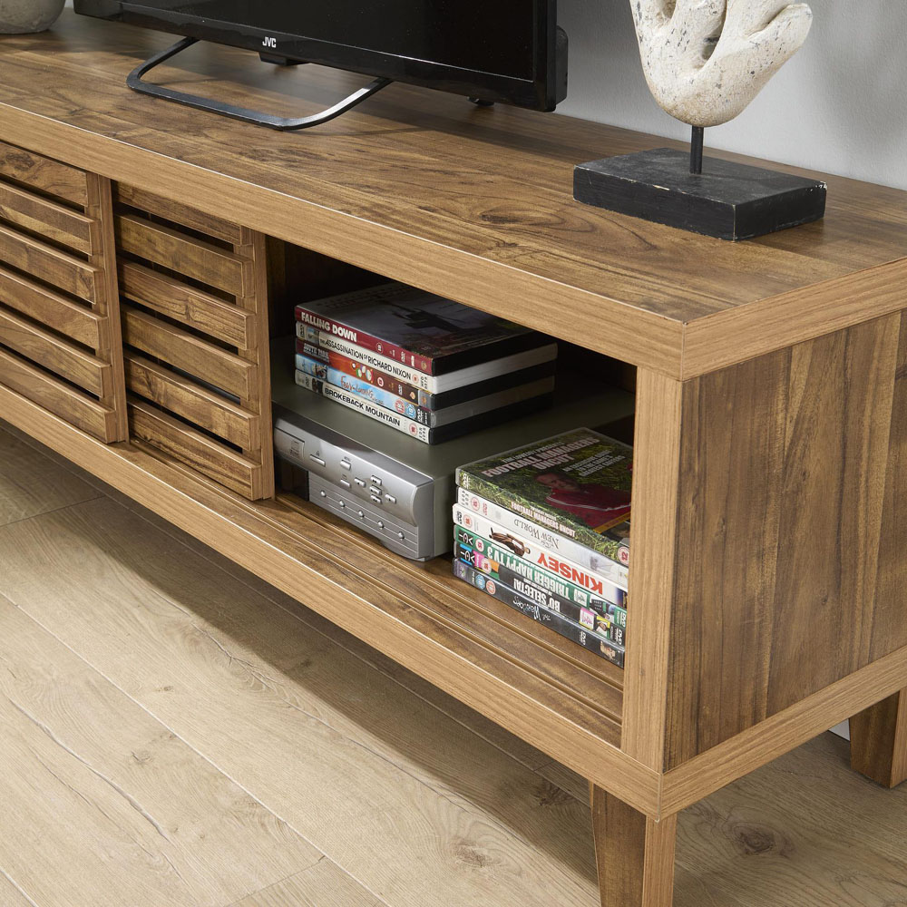 Home Source Luna 2 Sliding Door Oak TV Unit Image 3