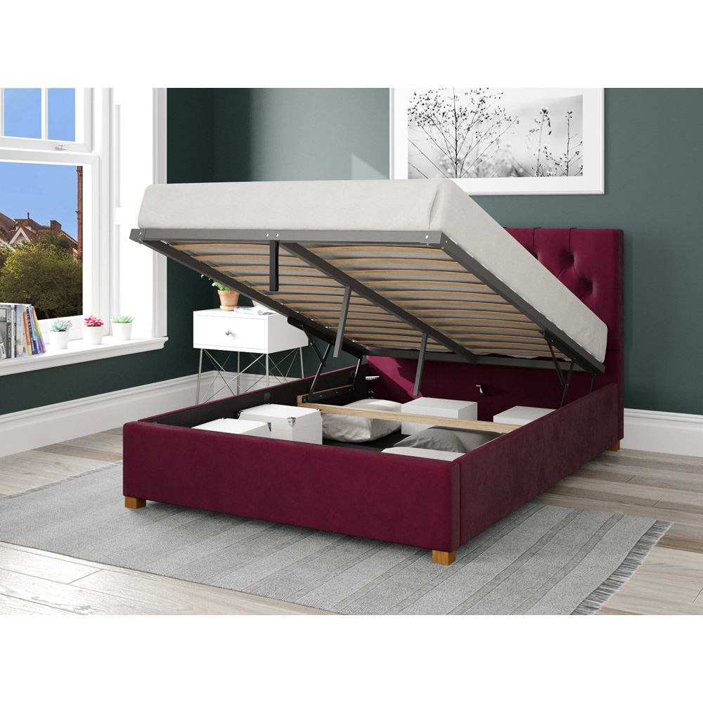 Aspire Olivier King Size Berry Plush Velvet Ottoman Bed Image 2