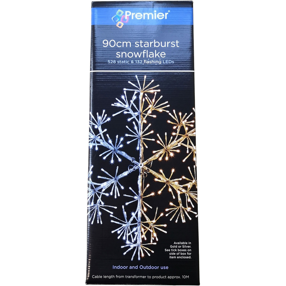 Samuel Alexander 660 White LED Silver Starburst Snowflake Christmas Decoration 90cm Image 2