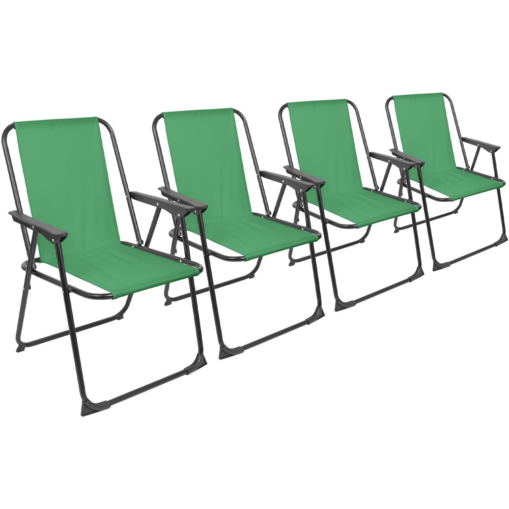 Harbour Housewares Green and Matt Black Metal Foldable Beach Chair 4 Pack Image 2