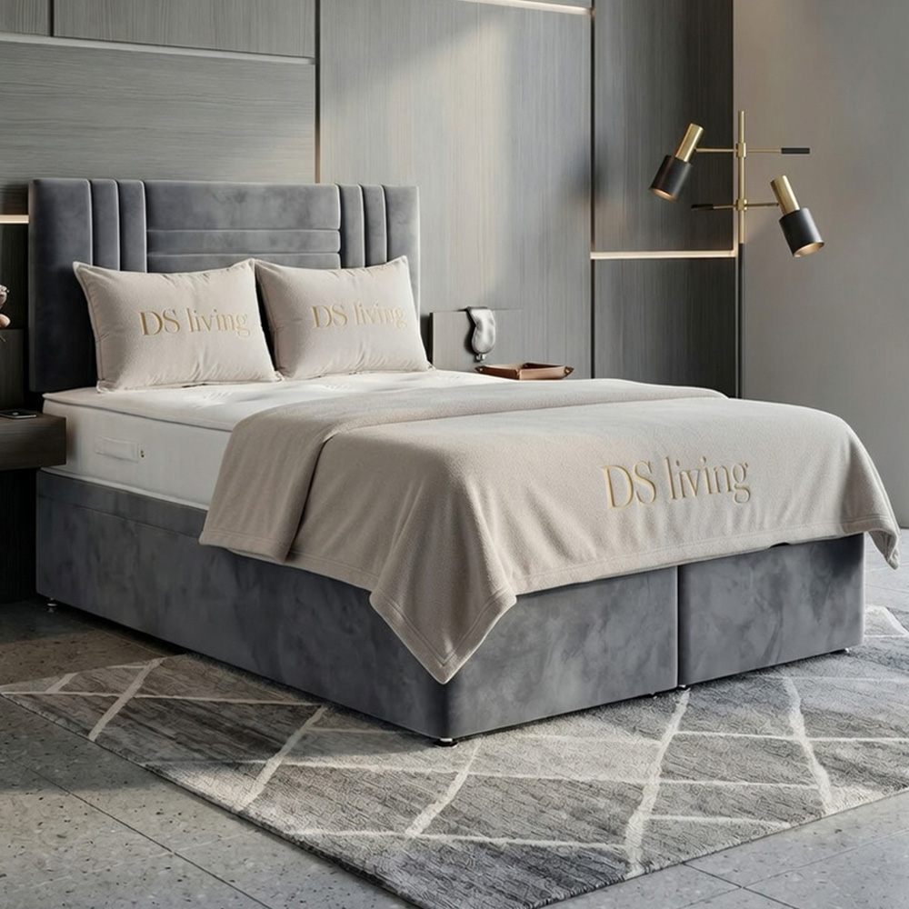 DS Living Orion Single Silver Plush Ottoman Bed Image 1