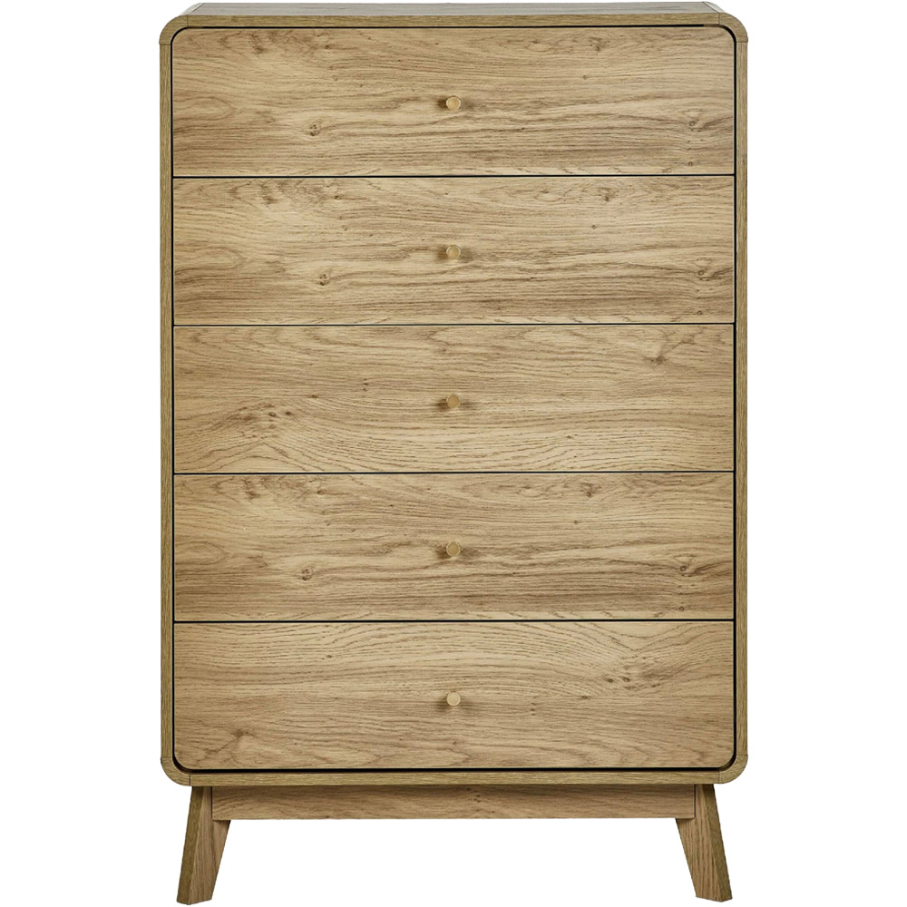 Julian Bowen Ingrid 5 Drawer Oak Chest of Drawers Image 4