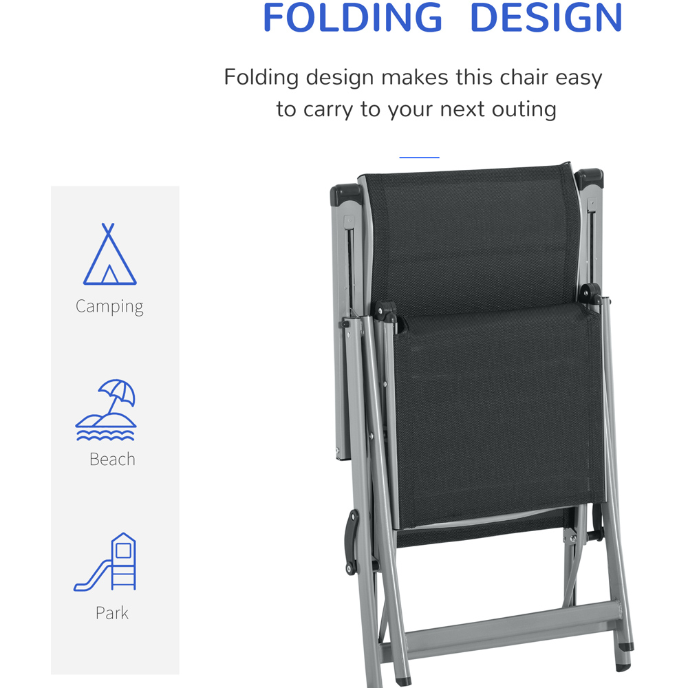 Outsunny Grey 10 Level Adjustable Folding Sun Lounger Image 6