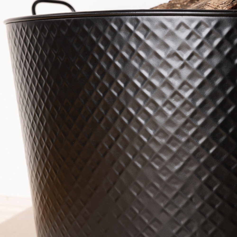 Charles Bentley Large Black Diamond Embossed Oval Bucket Image 7