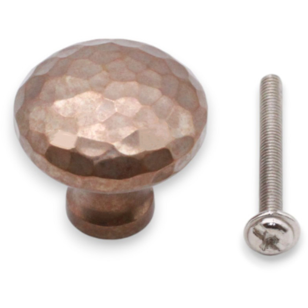 Spira Brass Hammered Mushroom Antique Cupboard Knob 32mm Image 4