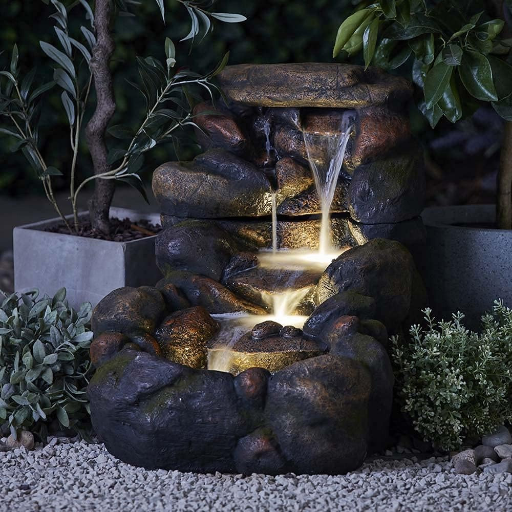 Serenity Tall Tumbling Rock Wall Mains Powered LED Water Feature Image 2
