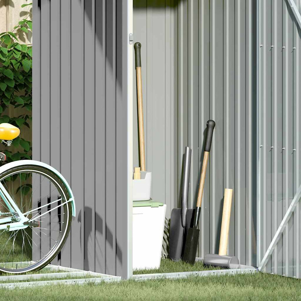 vidaXL 8 x 3.2ft Grey Galvanised Steel Garden Firewood Shed Image 7