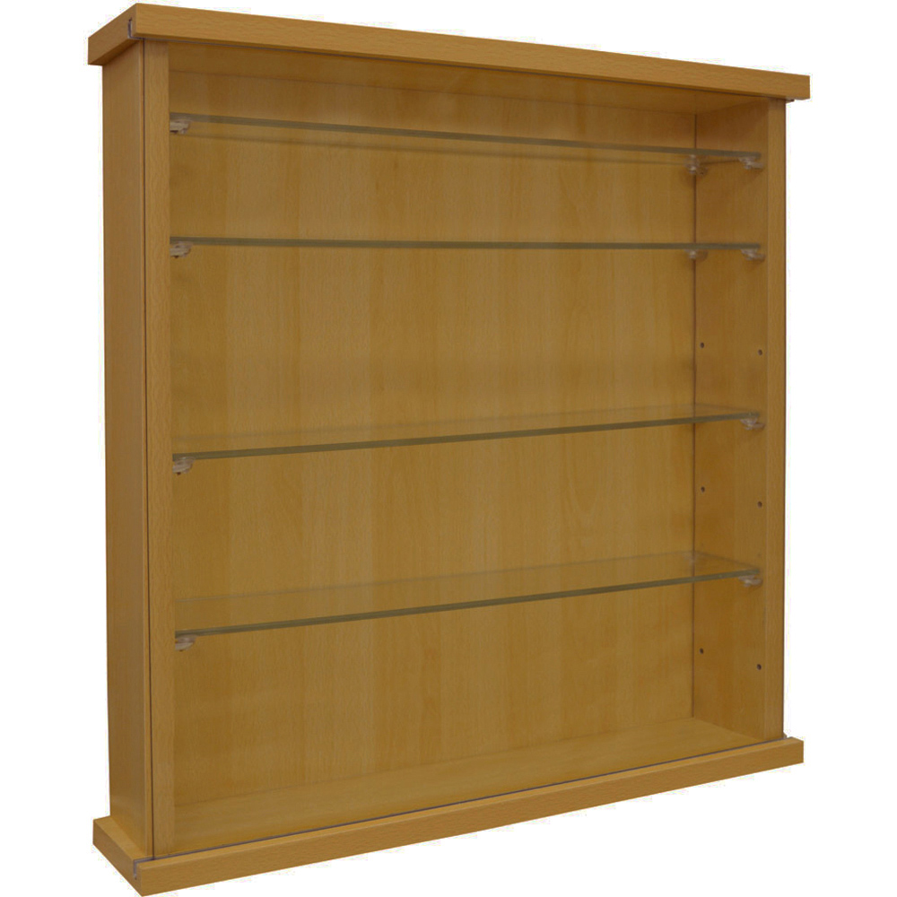 Watsons Collectors 4 Shelf Beech Glass Wall Display Cabinet Image 2