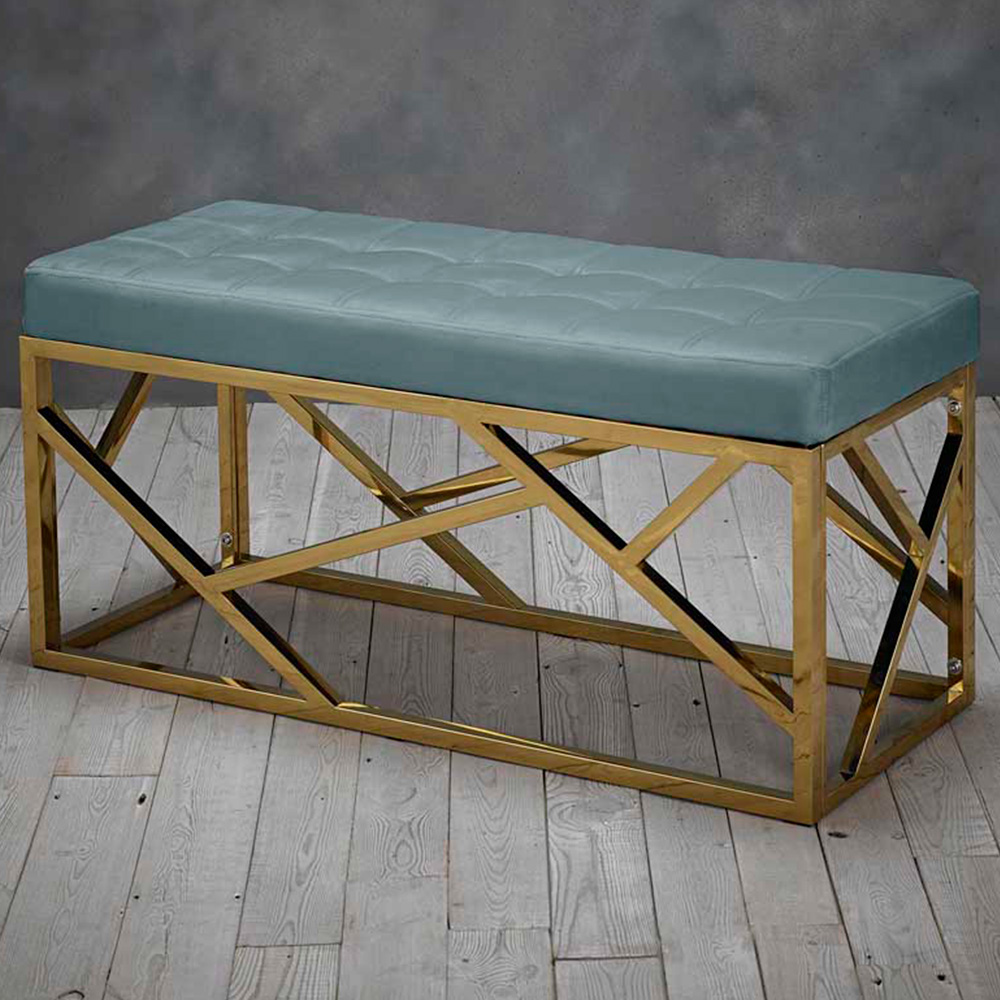 Renata 2 Seater Green and Gold Dining Bench Image 1