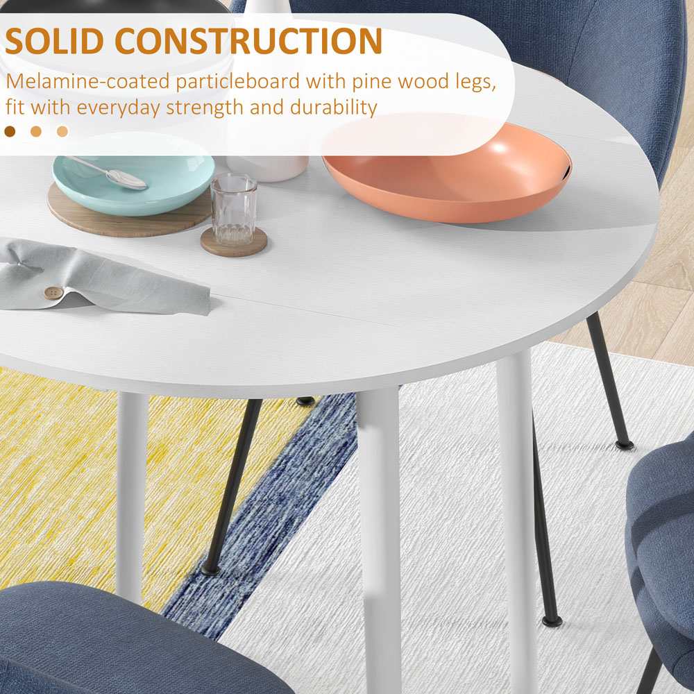 HOMCOM 4 Seater White Round Foldable Dining Table Image 6