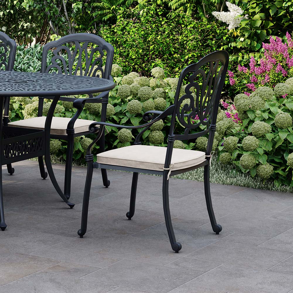 Charles Bentley Premium 6 Seater Round Dining Set Black Image 7