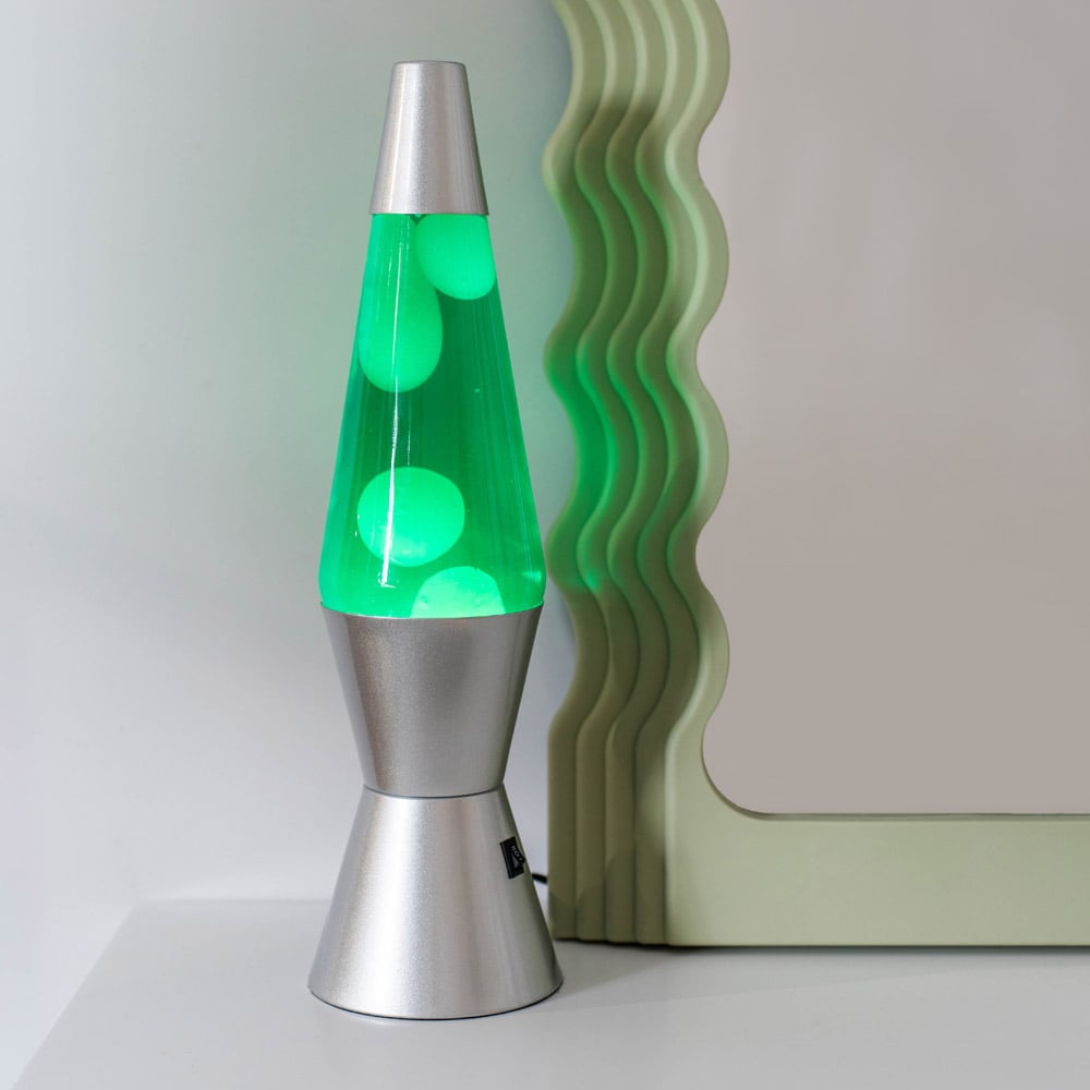ValueLights Razzo White and Green with Silver Base Retro Lava LED Table Lamp Image 2