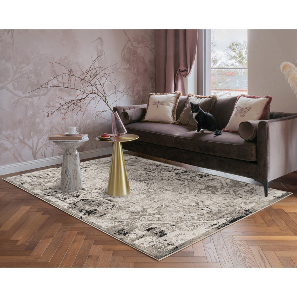Mayfair Living Room Area Rug Metallic Sheen Contemporary Modern Damask Design - Grey 200cm x 290cm Image 2