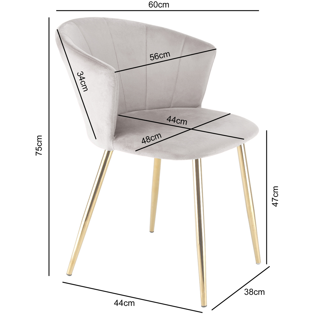 Ella Dining Accent Chair Velvet Upholstery - Taupe Image 8