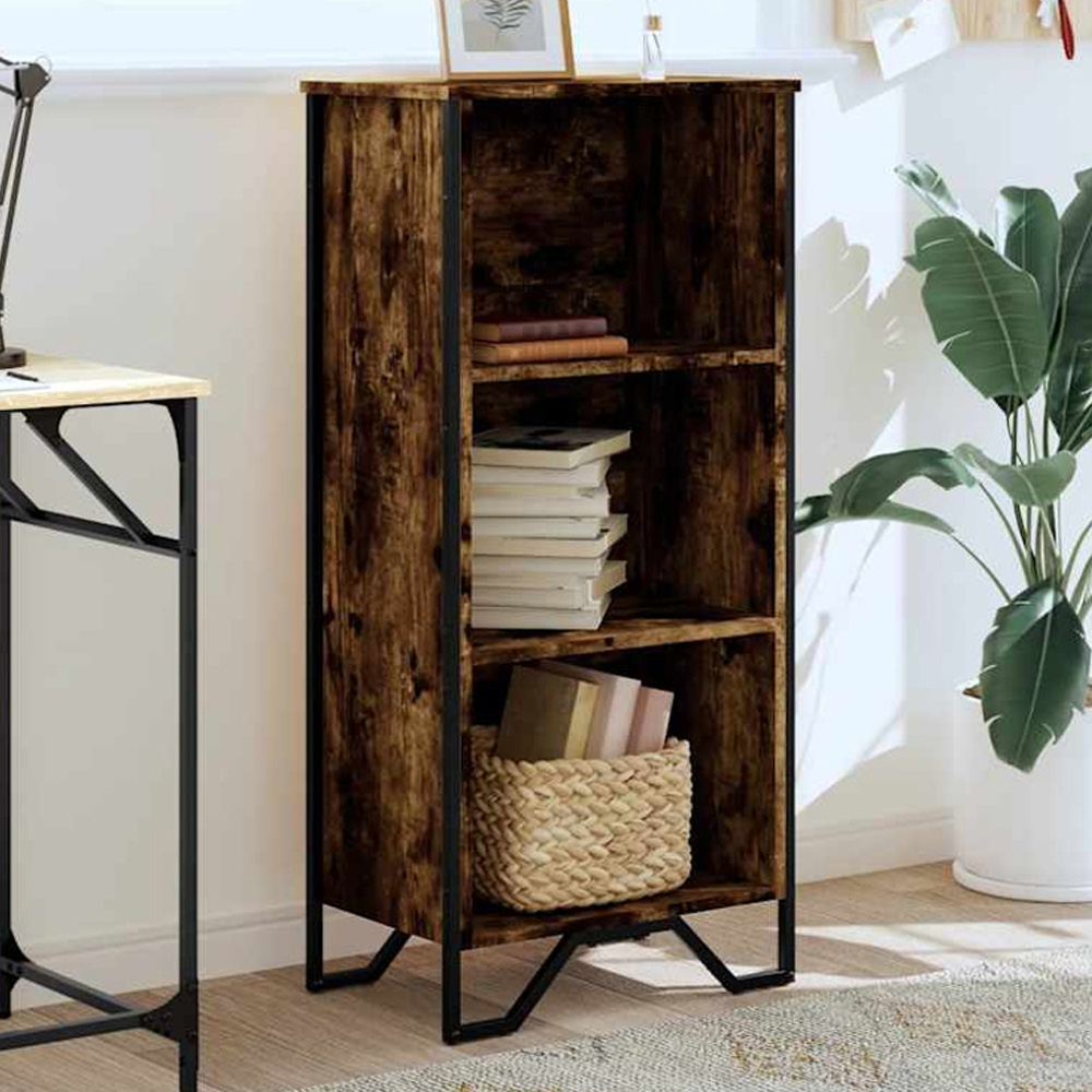vidaXL 3 Shelf Smoked Oak Bookcase Image 1