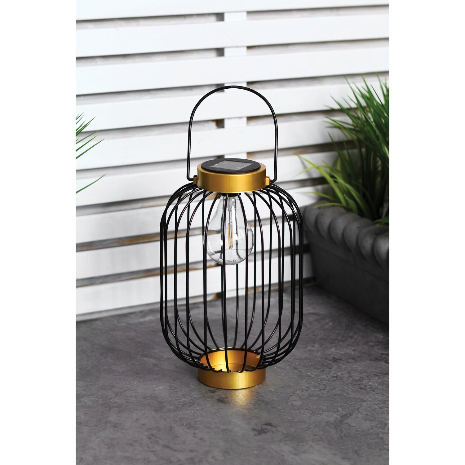 Solar Metal Cage Lantern - Black Image 2