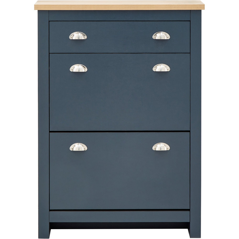 GFW Lancaster Slate Blue 2 Door 1 Drawer Shoe Cabinet Image 2