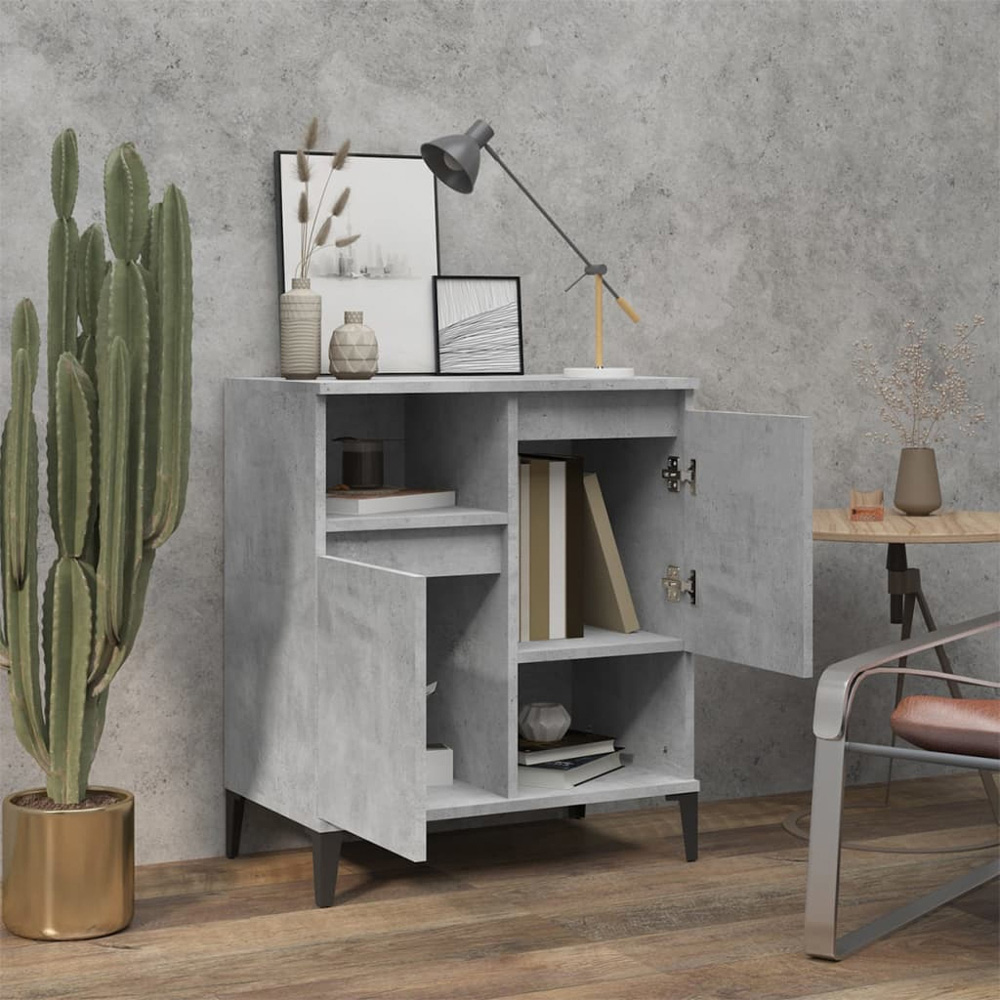 vidaXL 2 Door 2 Shelf Concrete Grey Sideboard Image 8