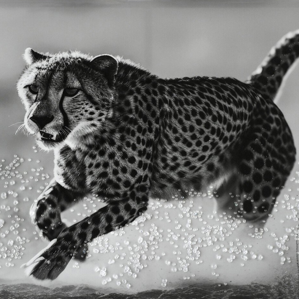 Monochrome Cheetah Framed Print - Black Image 3
