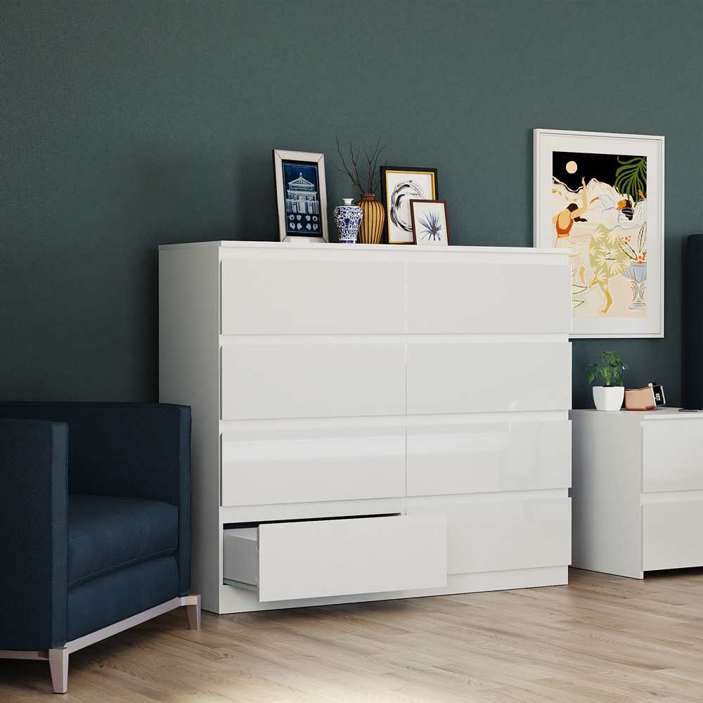 Vida Designs Glinton 8 Drawer White Chest of Drawers Image 6