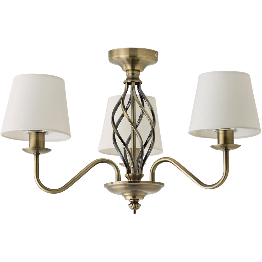 ValueLights Memphis Antique Brass Barley Twist LED Ceiling Lamp Image 1