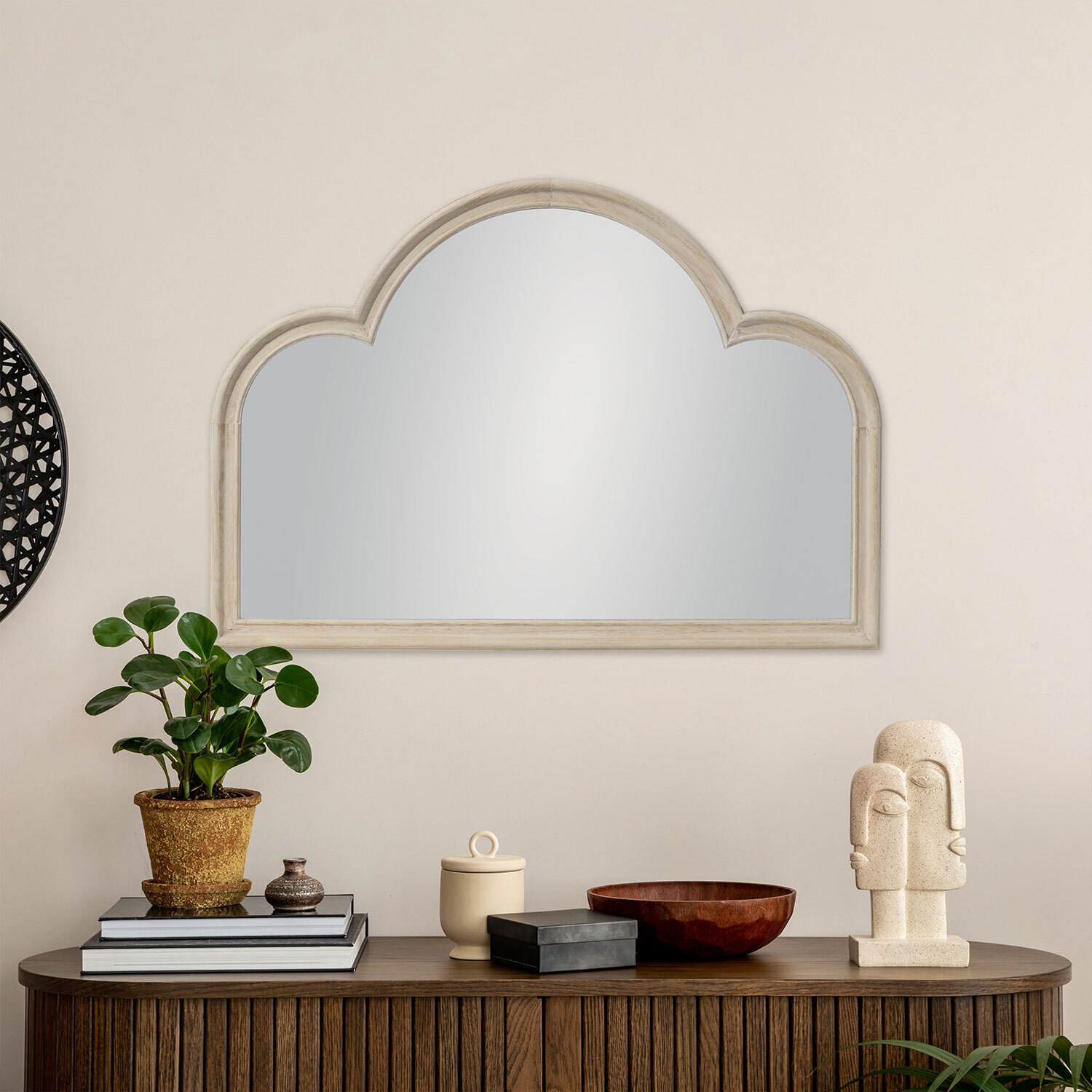 Maeve Washed Wooden Mirror - Wood / 70cm Image 3
